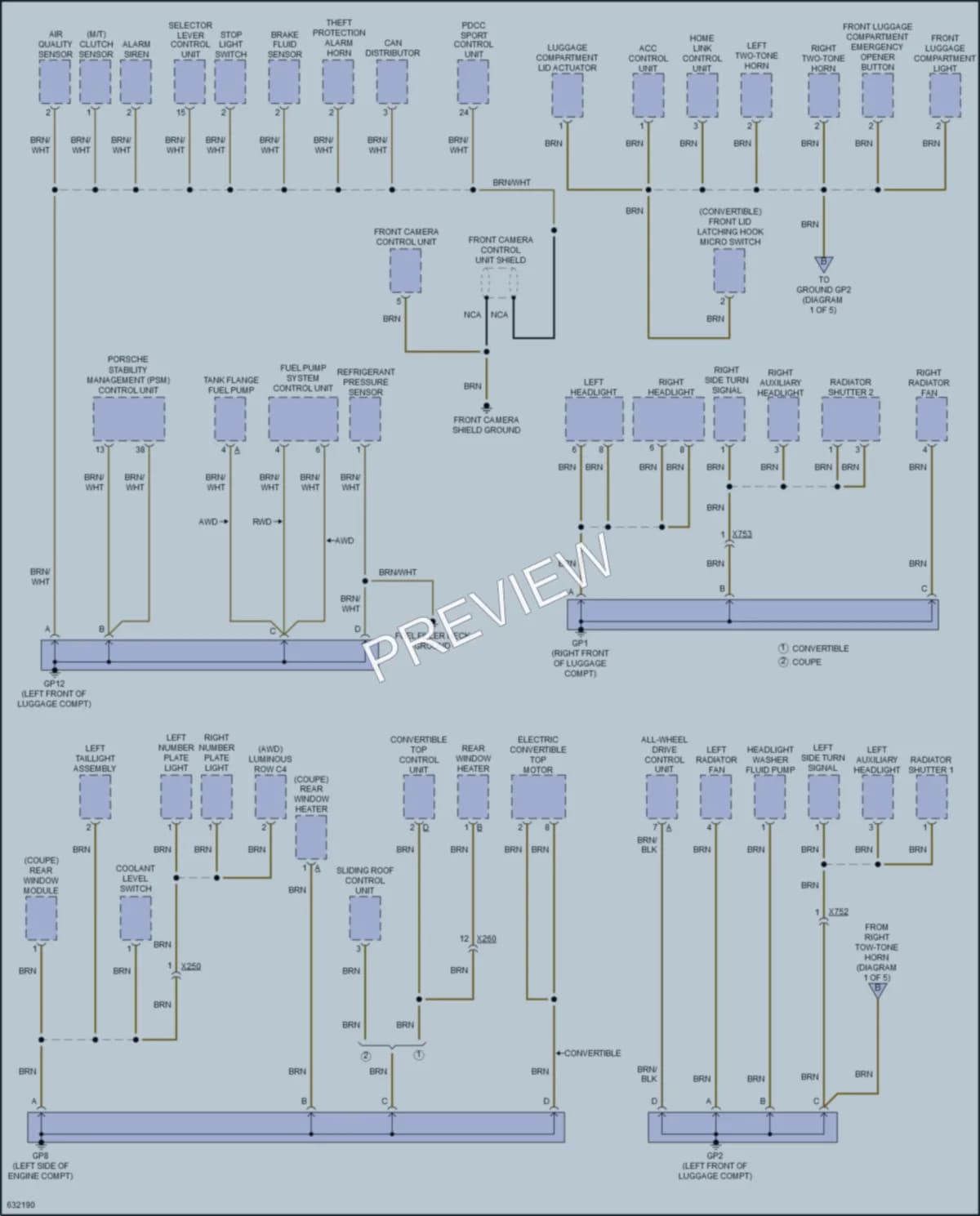 2018 Porsche 911 Ground Distribution wiring diagram preview