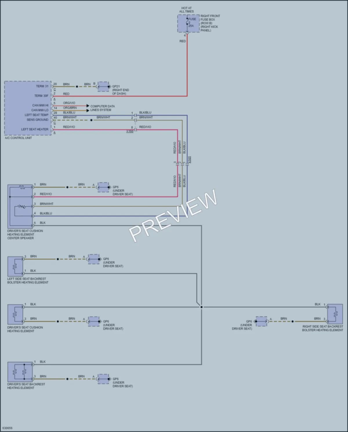 2018 Porsche 911 Power Seats wiring diagram preview
