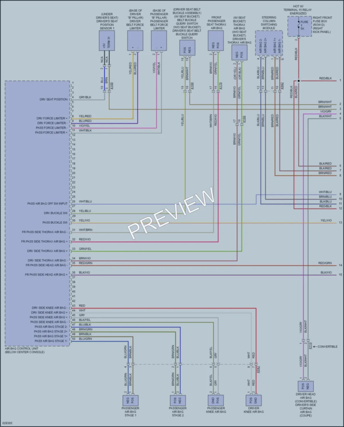 2018 Porsche 911 Supplemental Restraints wiring diagram preview