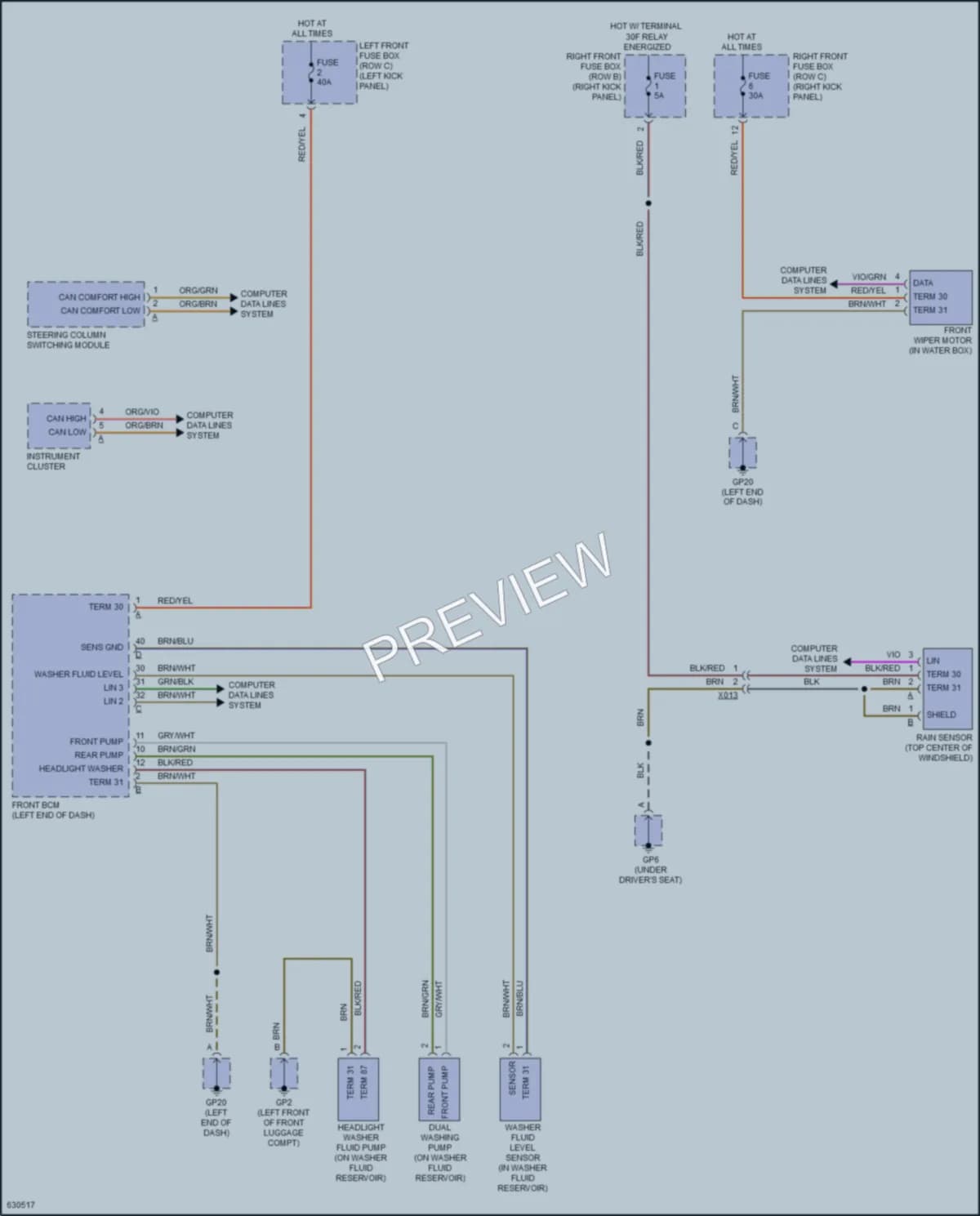 2018 Porsche 911 Wiper Washer wiring diagram preview