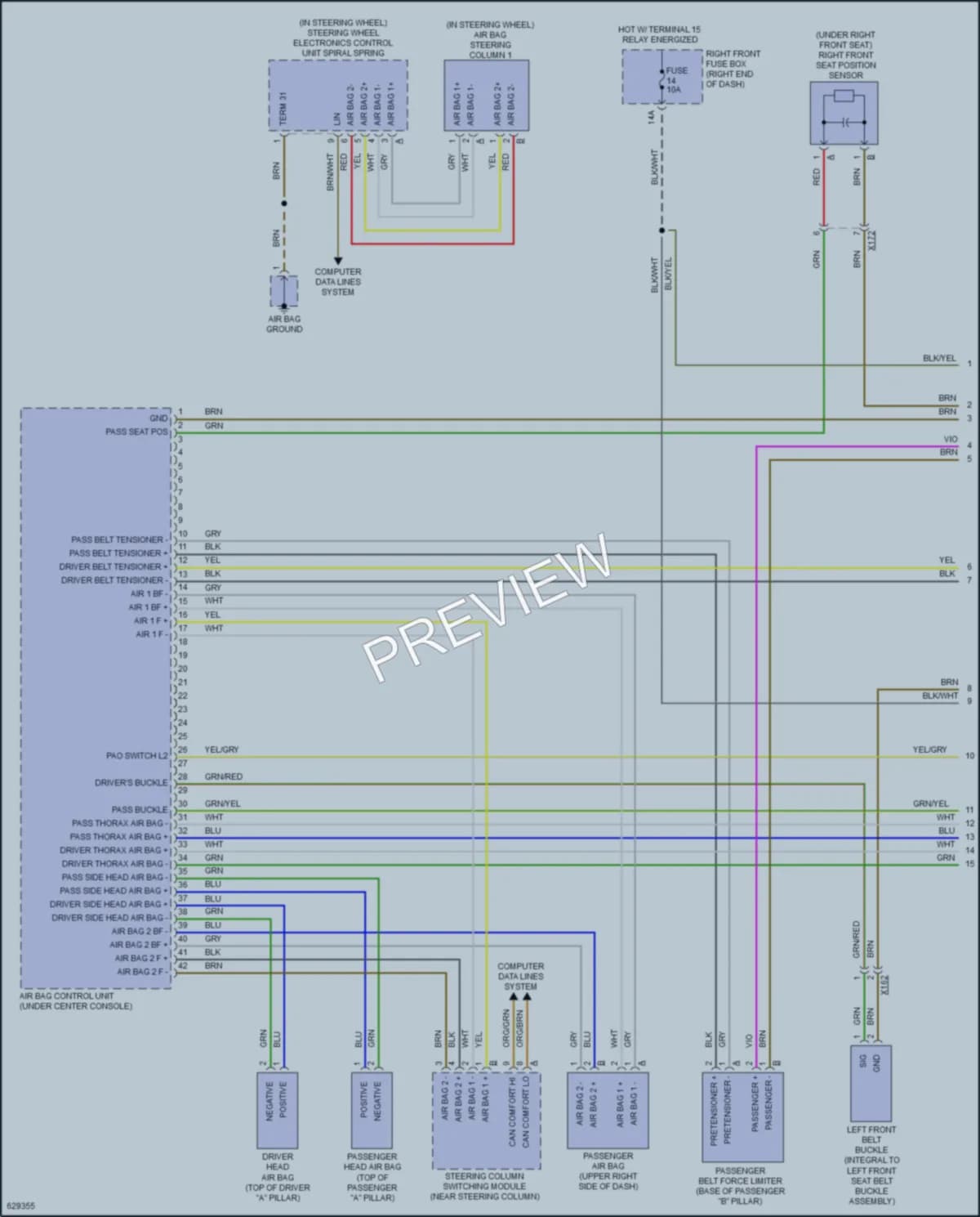 2018 Porsche Cayenne Supplemental Restraints wiring diagram preview