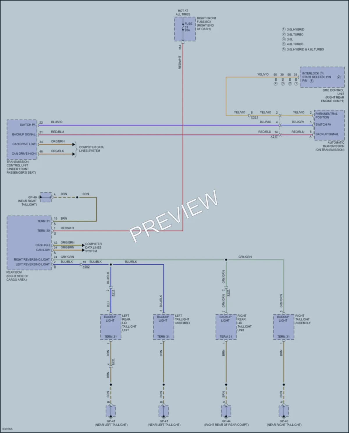 2018 Porsche CayenneHybrid Exterior Lights wiring diagram preview