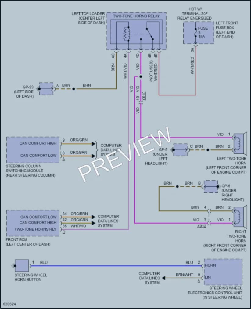 2018 Porsche CayenneHybrid Horn wiring diagram preview