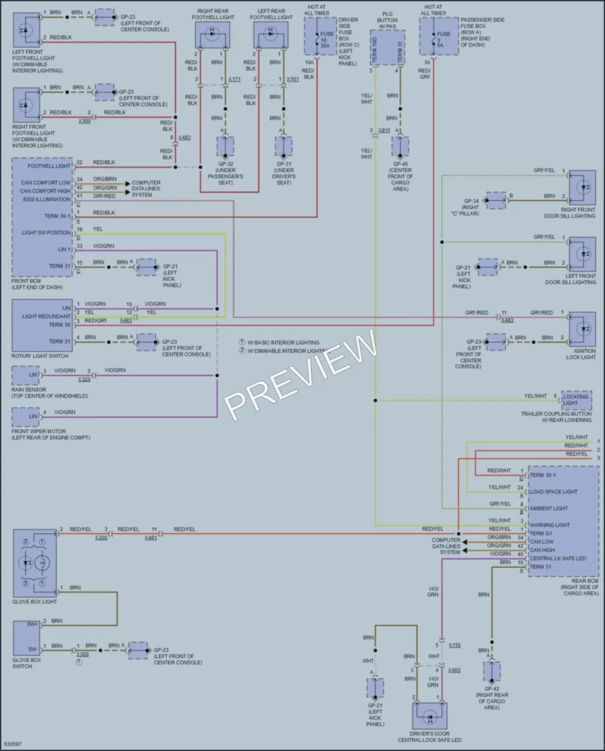 2018 Porsche Macan Interior Lights wiring diagram preview