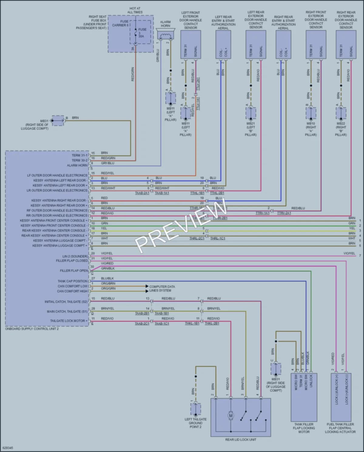 2018 Porsche Panamera Anti Theft wiring diagram preview