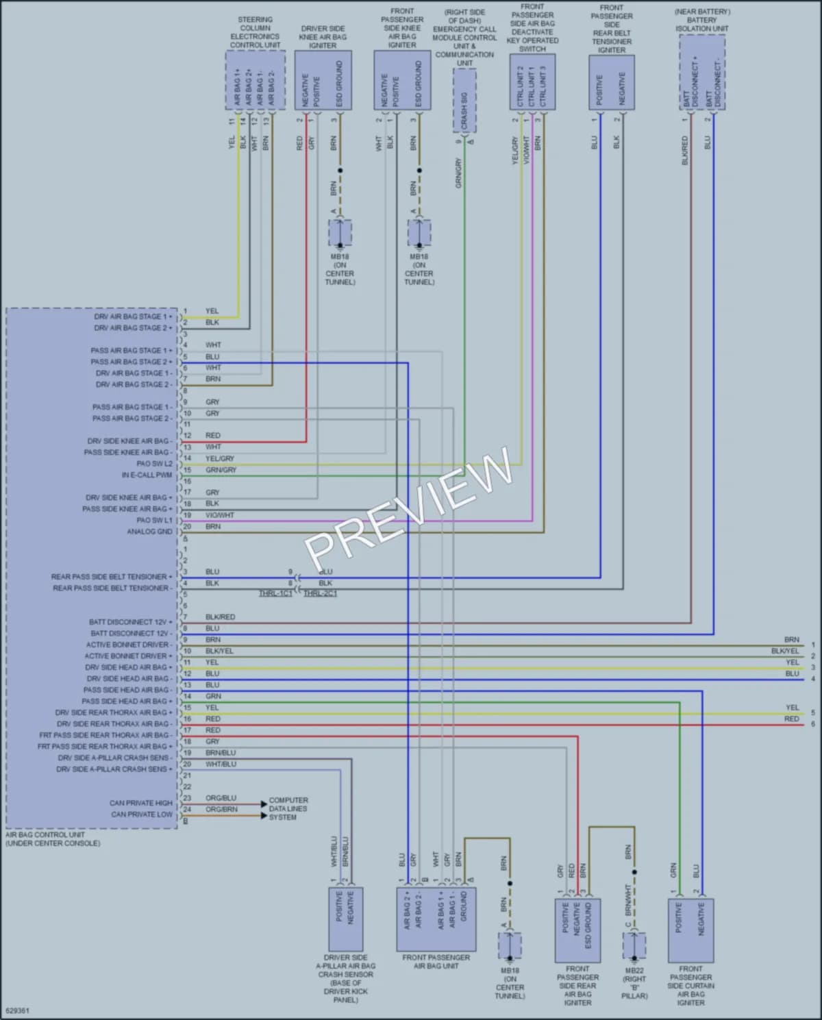 2018 Porsche Panamera Supplemental Restraints wiring diagram preview