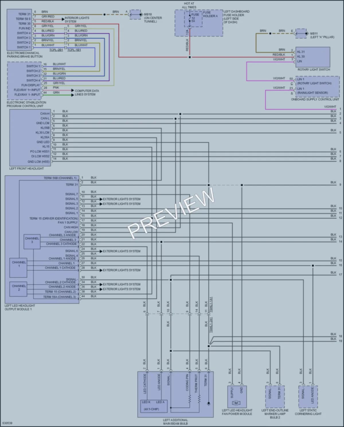 2018 Porsche PanameraHybrid Headlights wiring diagram preview