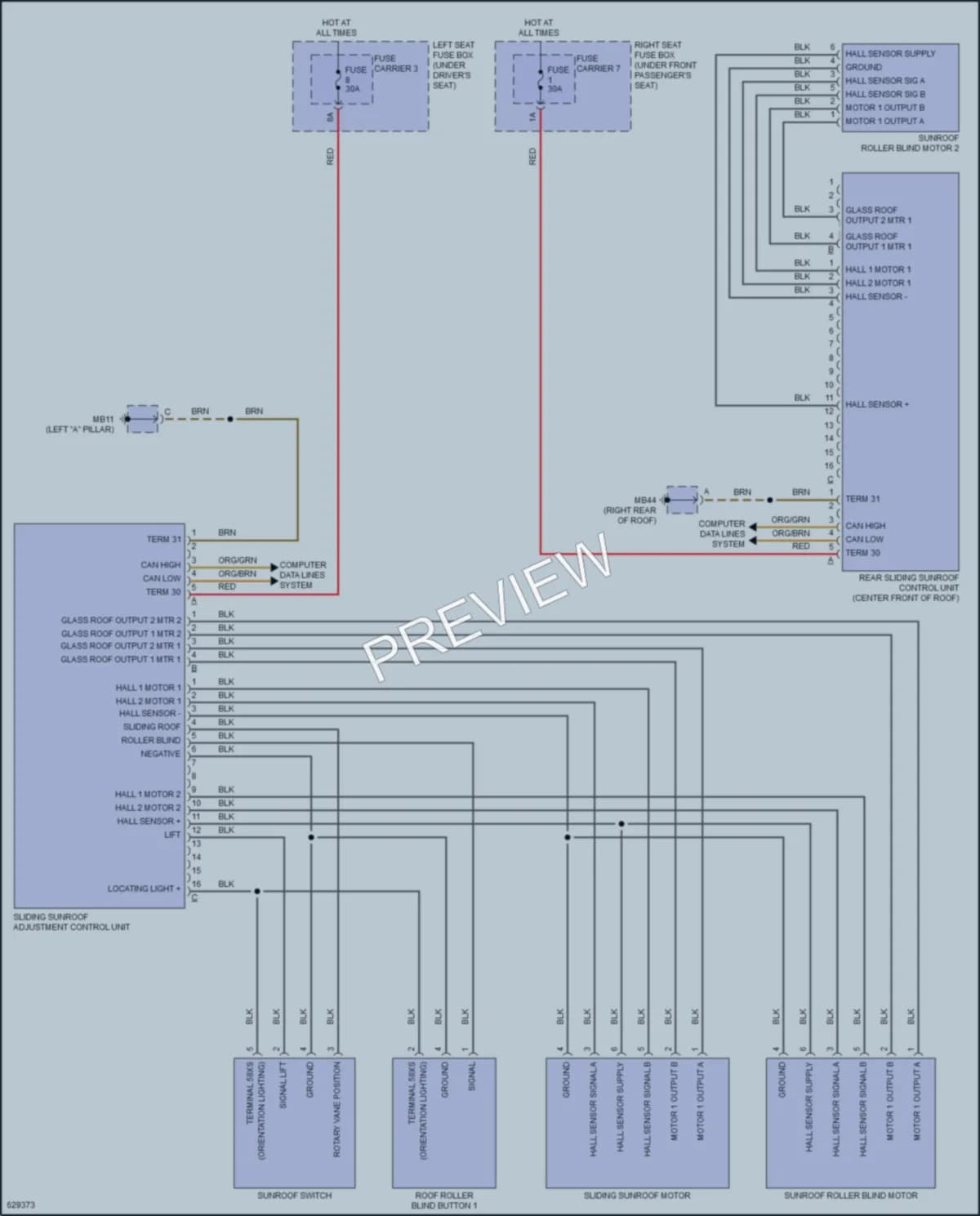 2018 Porsche PanameraHybrid Power Top Sunroof wiring diagram preview