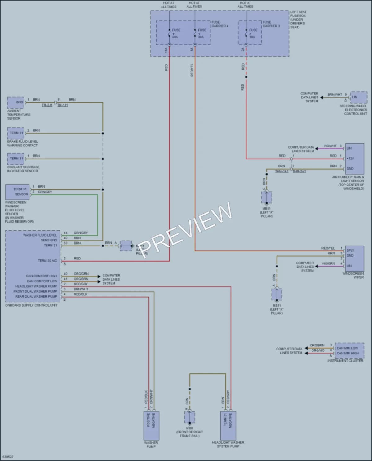 2018 Porsche PanameraHybrid Wiper Washer wiring diagram preview