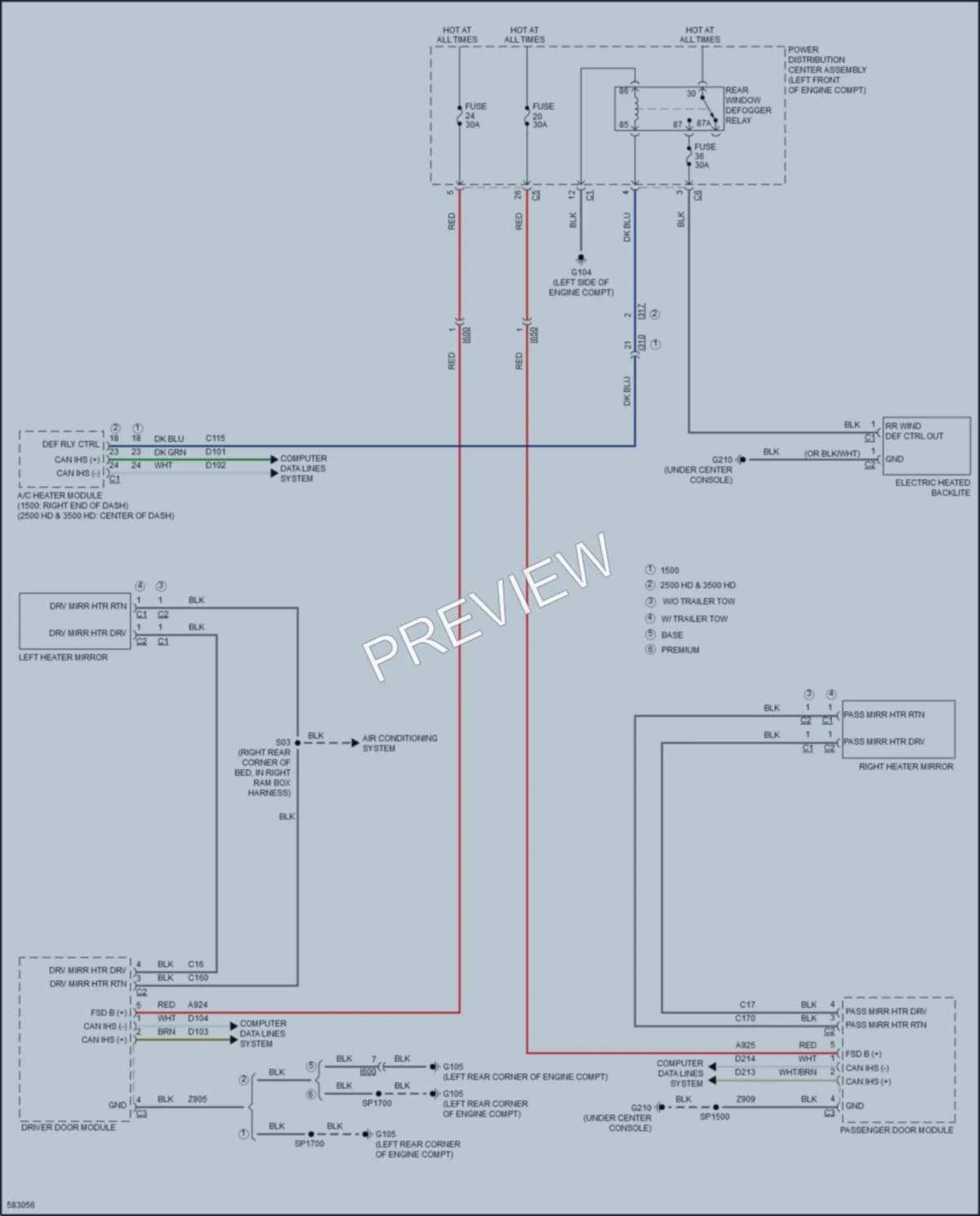 2018 Ram 1500Pickup Defoggers wiring diagram preview