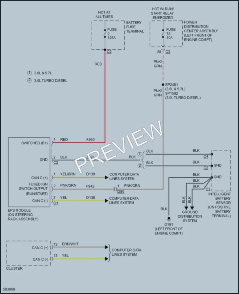 2018 Ram 1500Pickup Electronic Power Steering wiring diagram preview