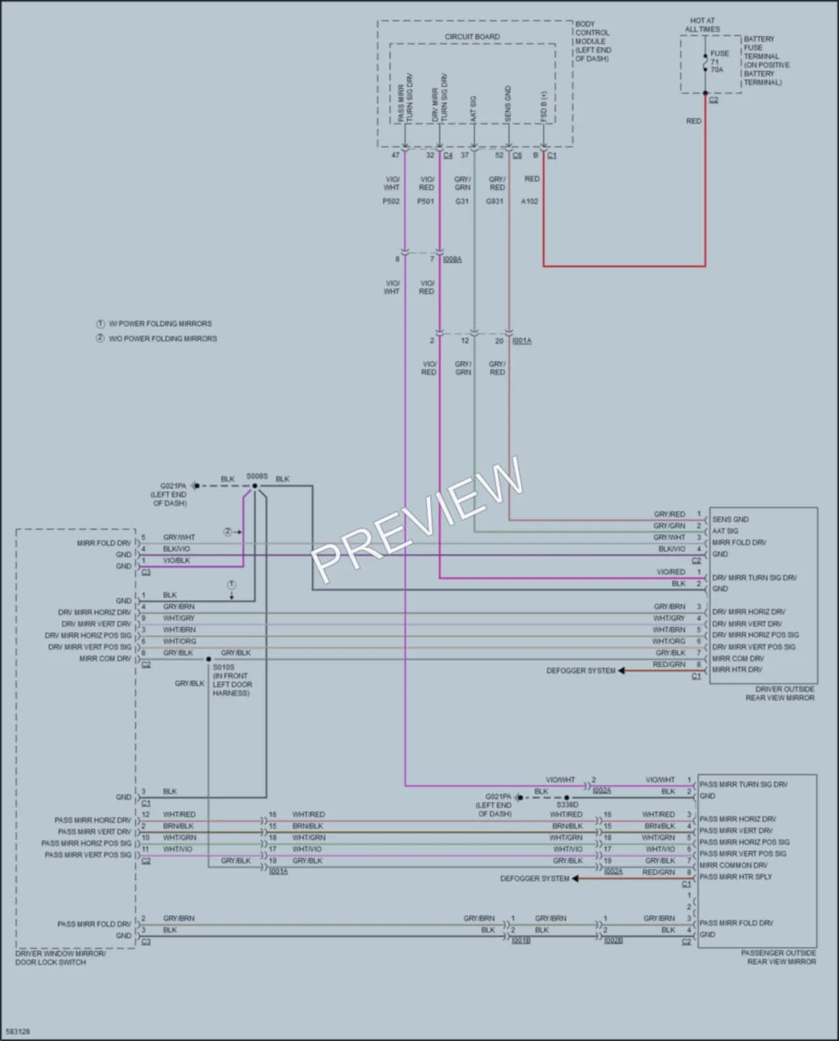 2018 Ram 1500ProMaster Power Mirrors wiring diagram preview