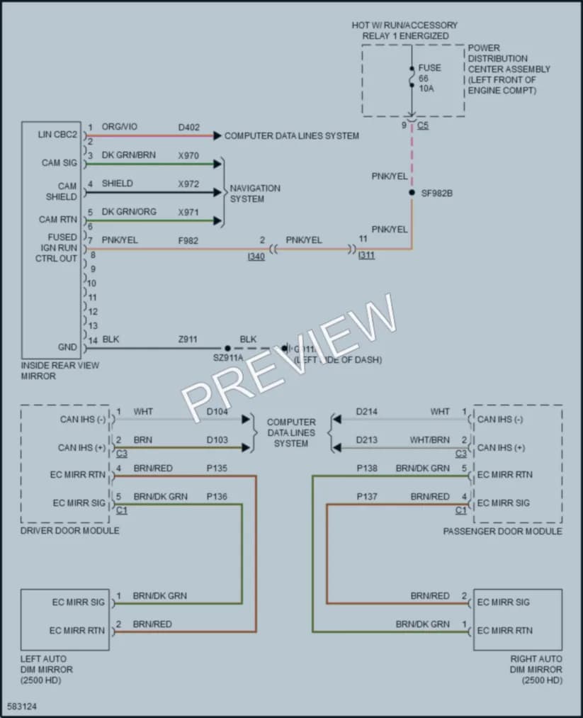 2018 Ram 2500Pickup Power Mirrors wiring diagram preview