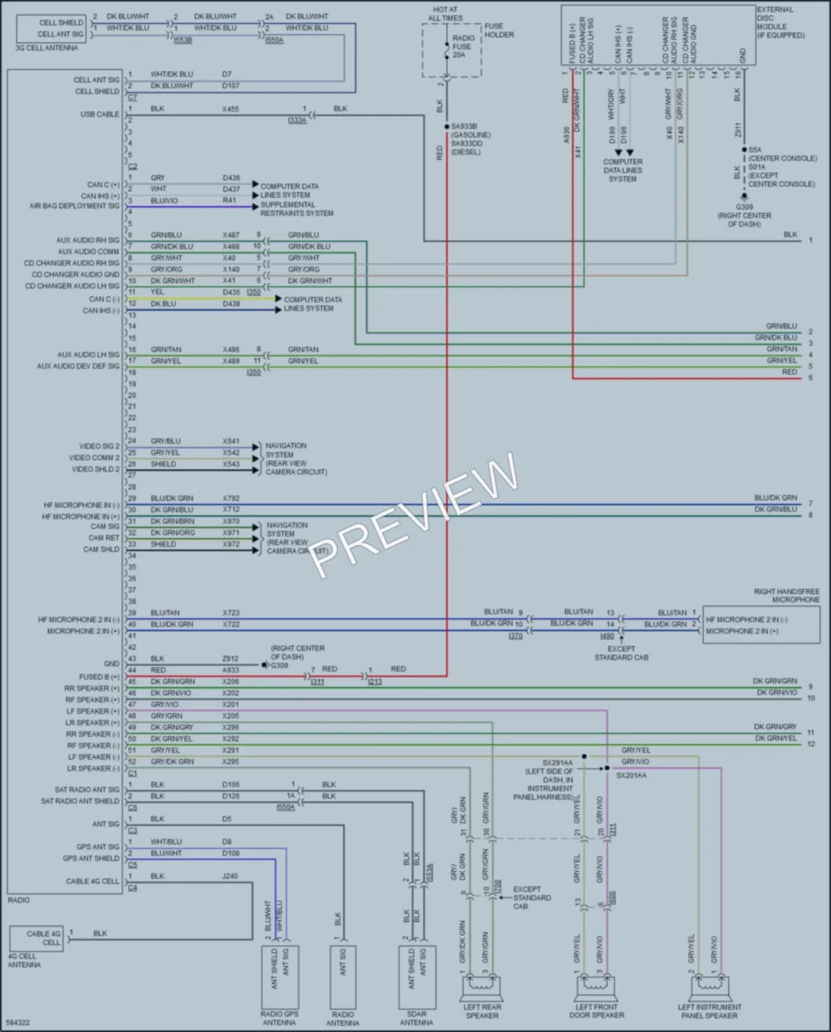 2018 Ram 2500Pickup Radio wiring diagram preview