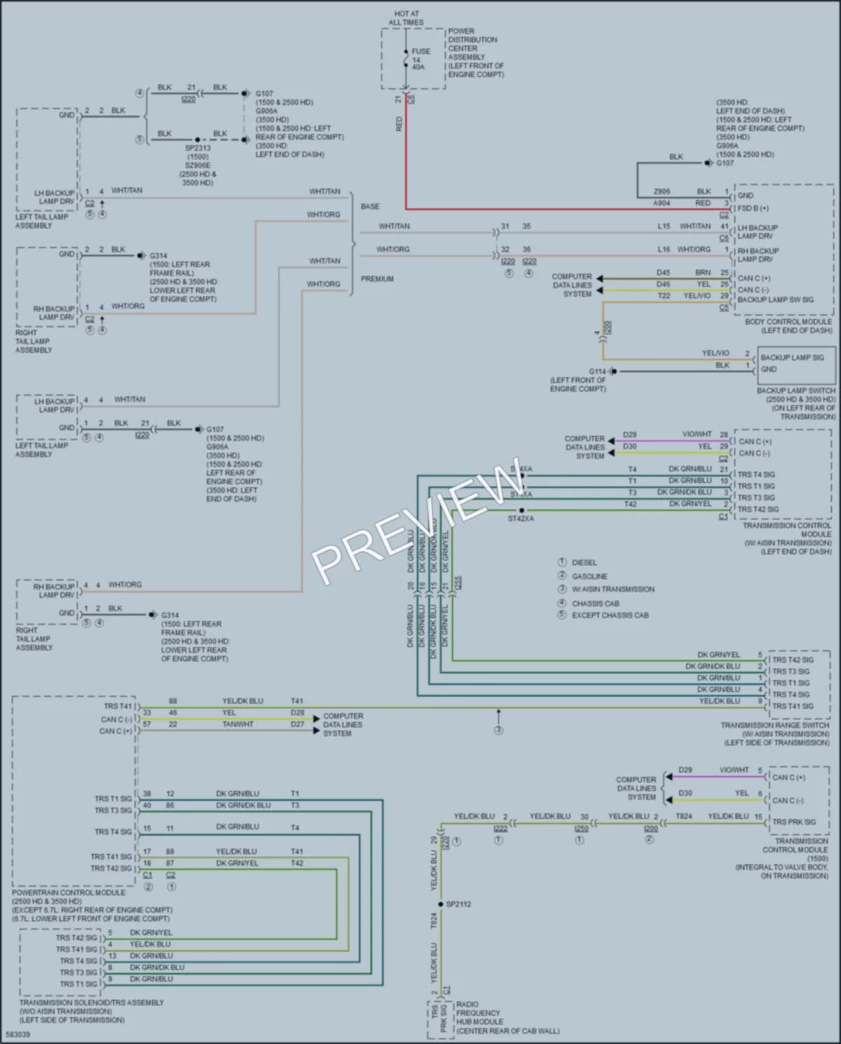 2018 Ram 3500Pickup Exterior Lights wiring diagram preview