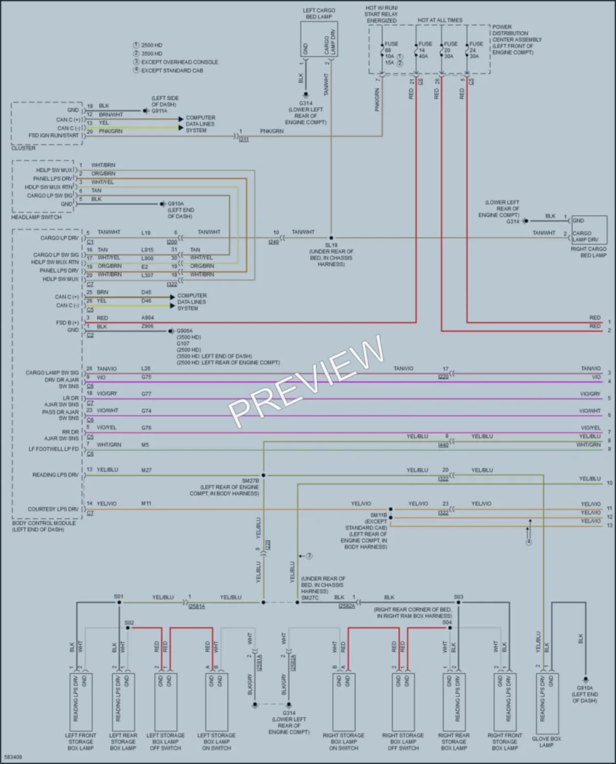 2018 Ram 3500Pickup Interior Lights wiring diagram preview
