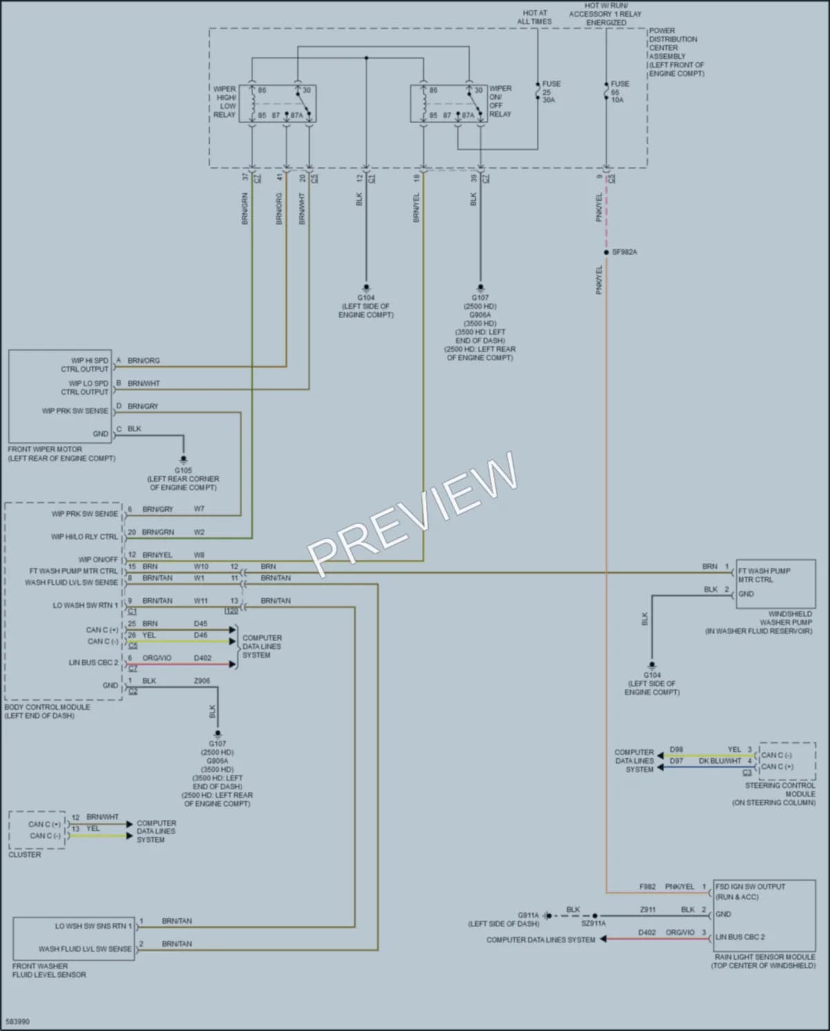 2018 Ram 3500Pickup Wiper Washer wiring diagram preview