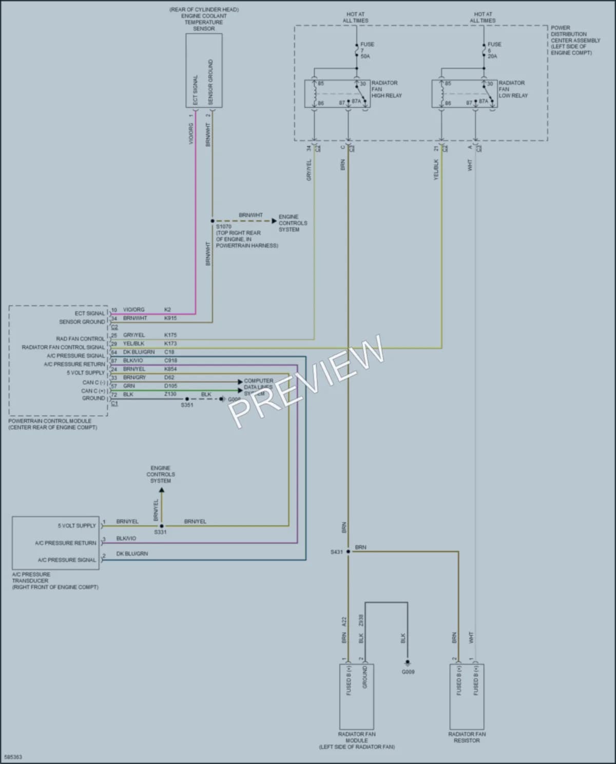 2018 Ram ProMasterCity Cooling Fan wiring diagram preview