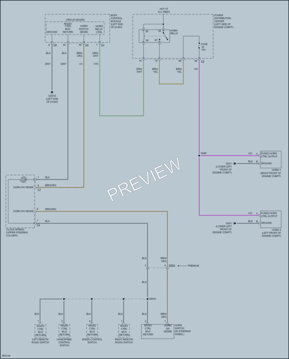 2018 Ram ProMasterCity Horn wiring diagram preview