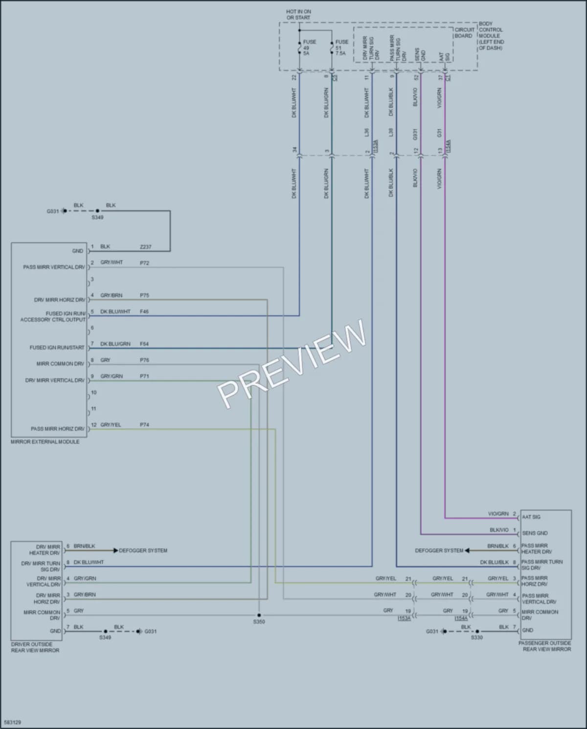 2018 Ram ProMasterCity Power Mirrors wiring diagram preview