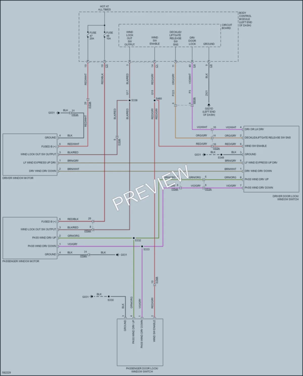 2018 Ram ProMasterCity Power Windows wiring diagram preview