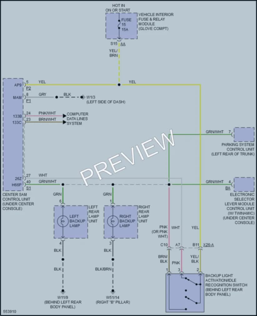 2018 Smart fortwoelectric Exterior Lights wiring diagram preview