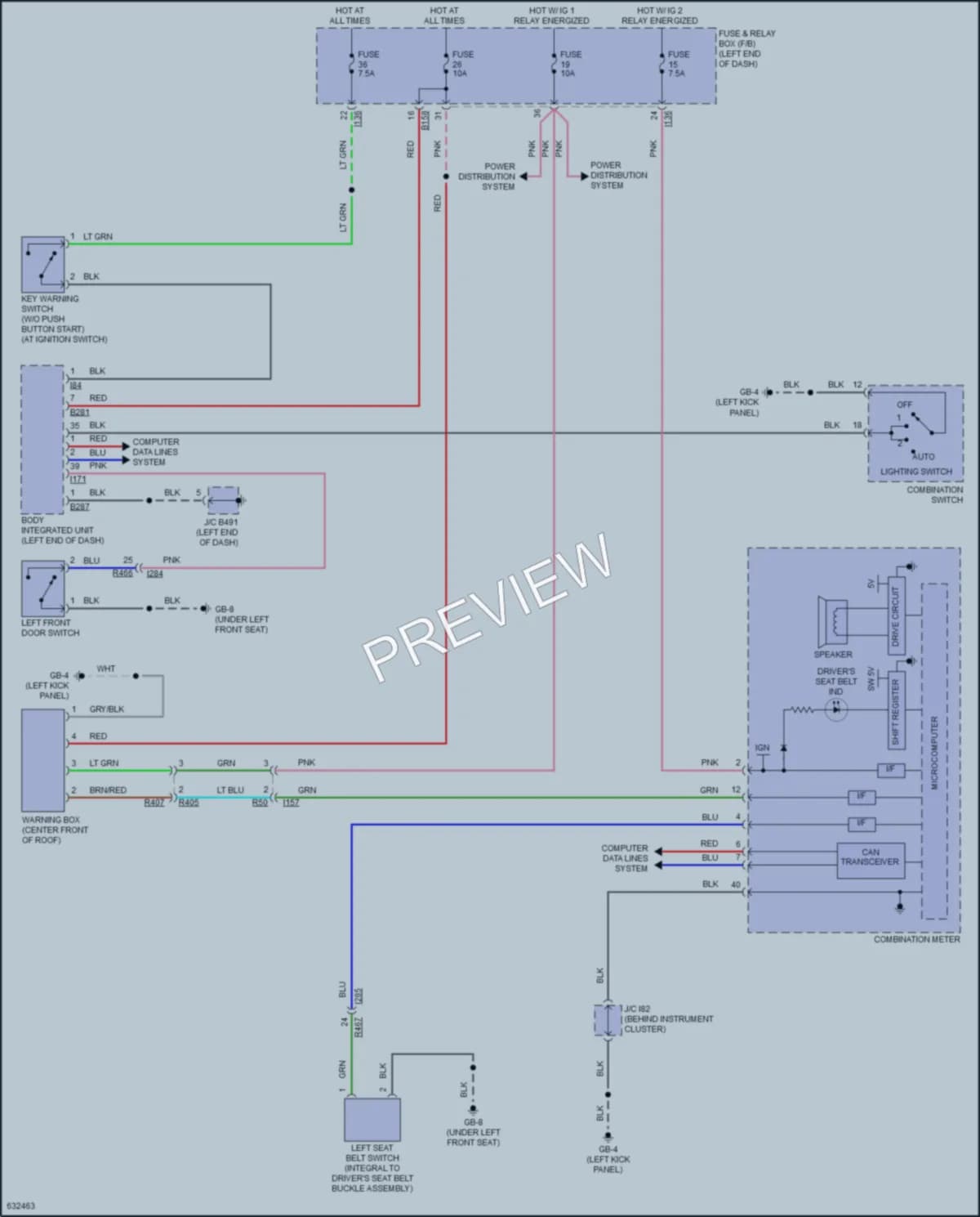 2018 Subaru Crosstrek Warning Systems wiring diagram preview