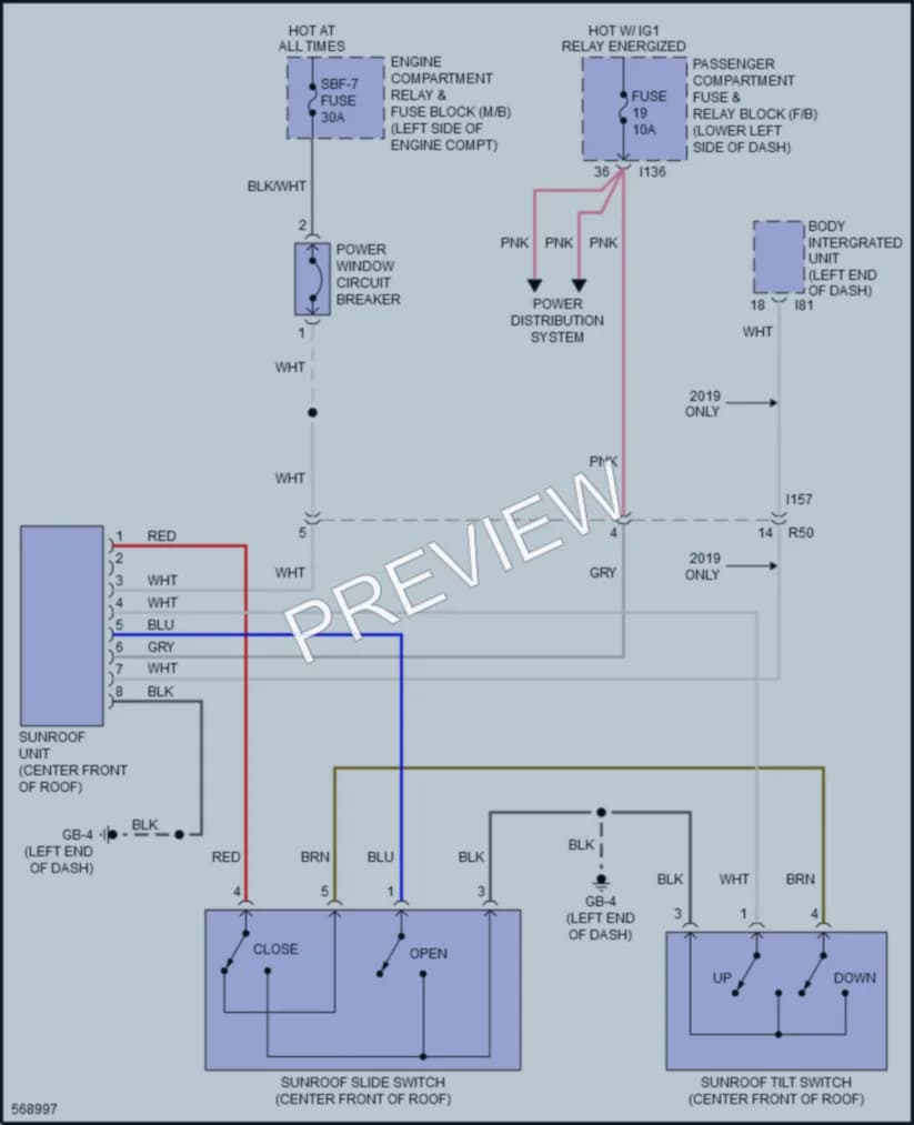 2018 Subaru Impreza Power Top Sunroof wiring diagram preview