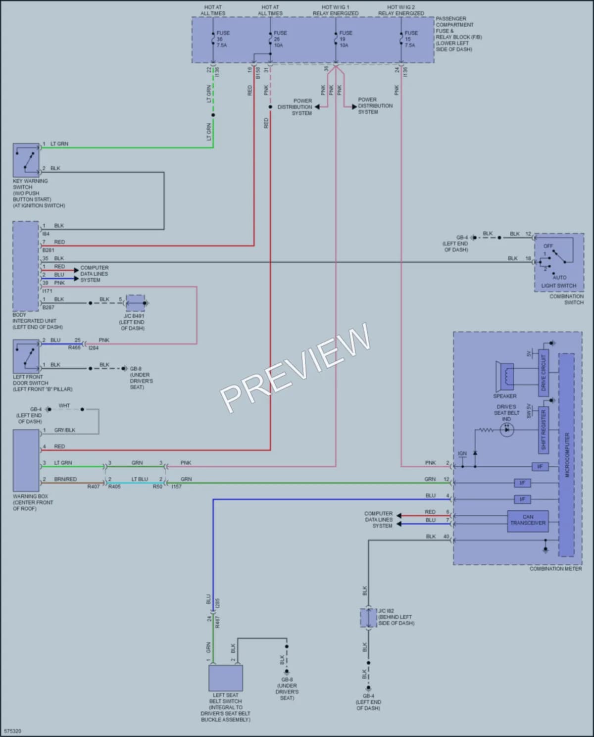 2018 Subaru Impreza Warning Systems wiring diagram preview