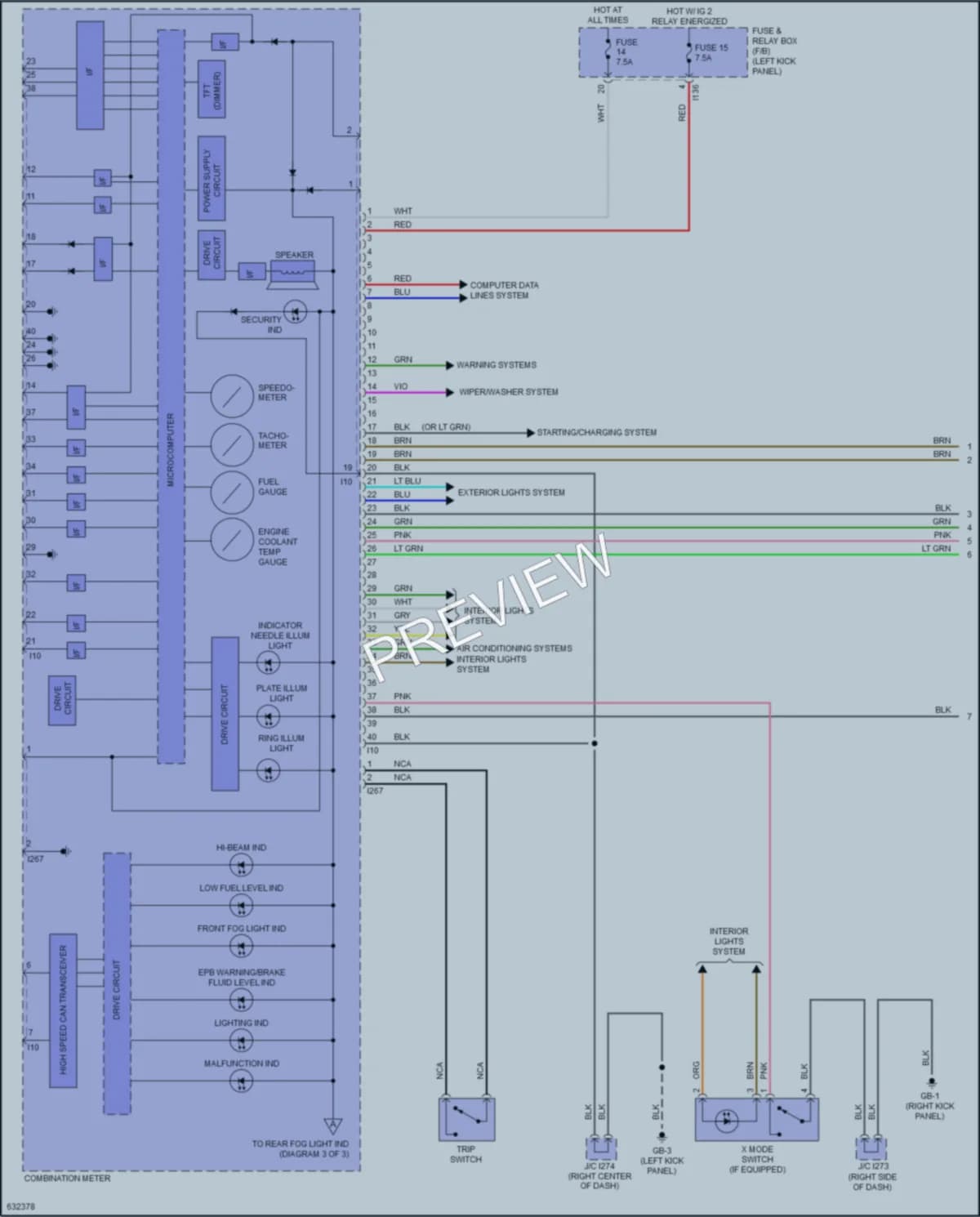 2018 Subaru Legacy Instrument Cluster wiring diagram preview