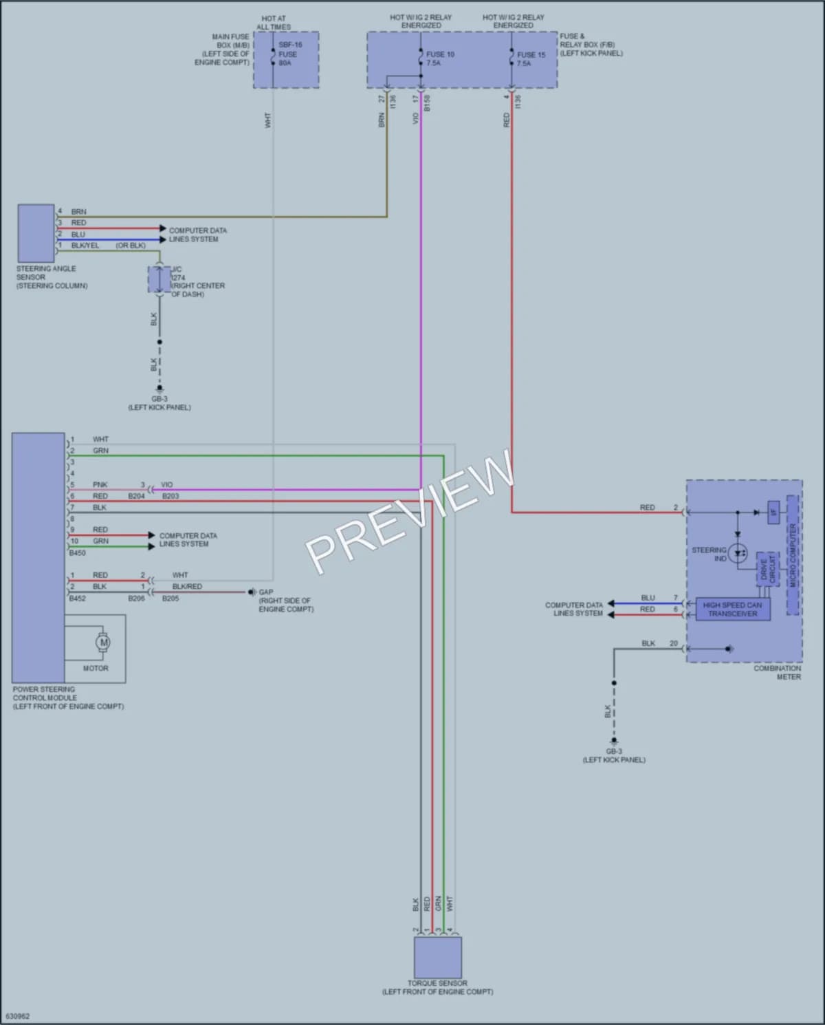 2018 Subaru Outback Electronic Power Steering wiring diagram preview