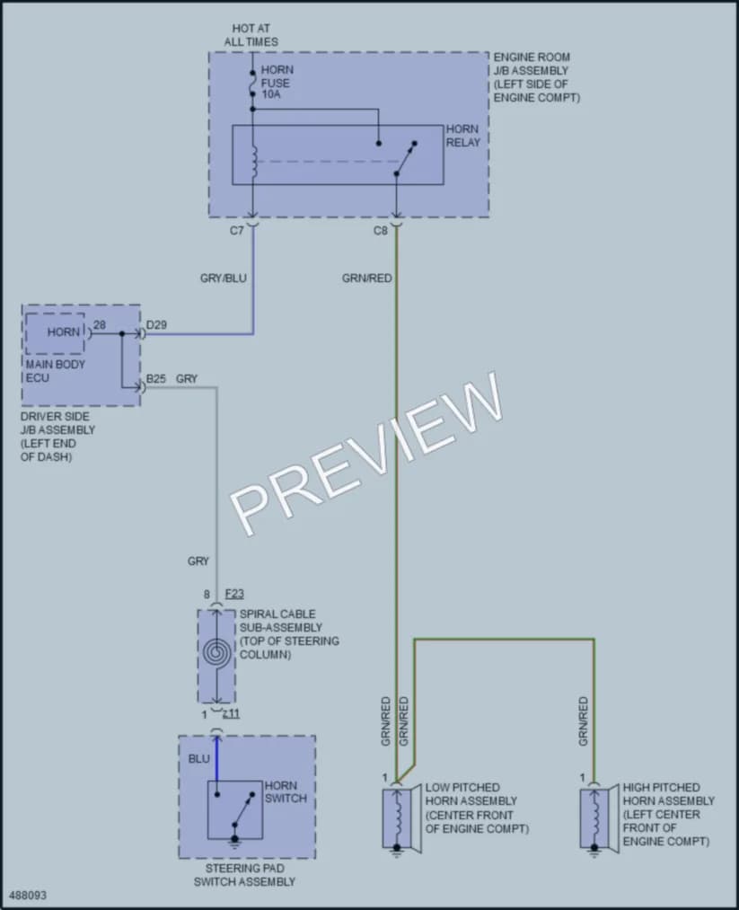 2018 Toyota 4Runner Horn wiring diagram preview