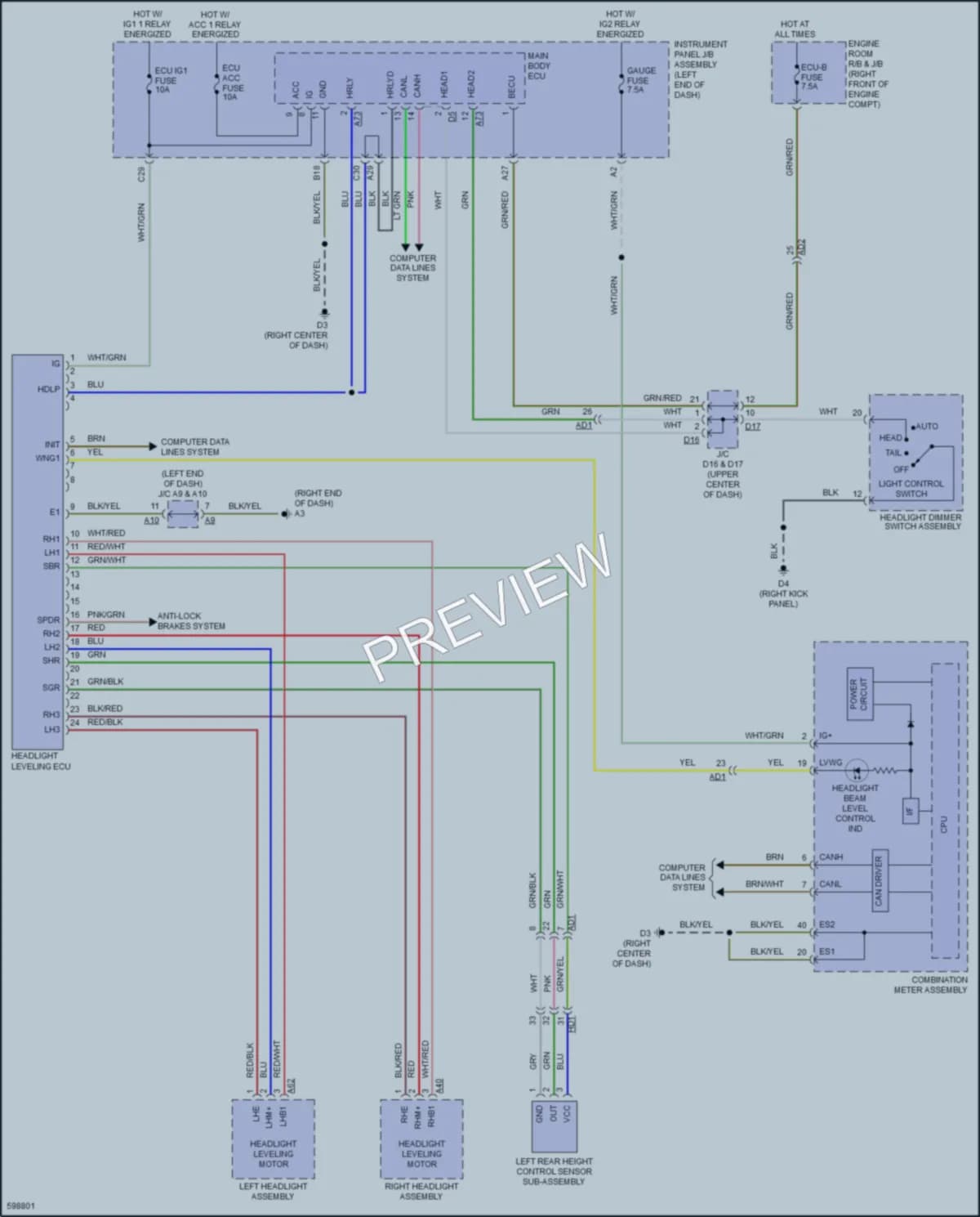 2018 Toyota 86 Headlights wiring diagram preview