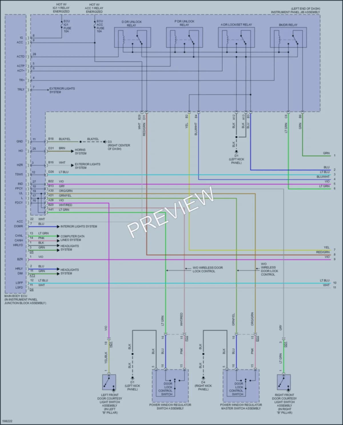 2018 Toyota 86 Power Door Locks wiring diagram preview