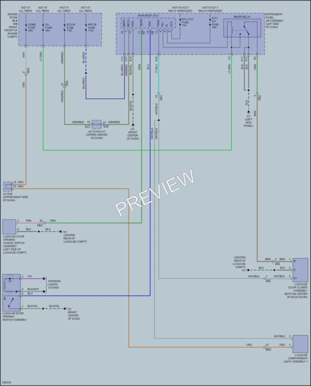 2018 Toyota 86 Trunk Tailgate Fuel Door wiring diagram preview