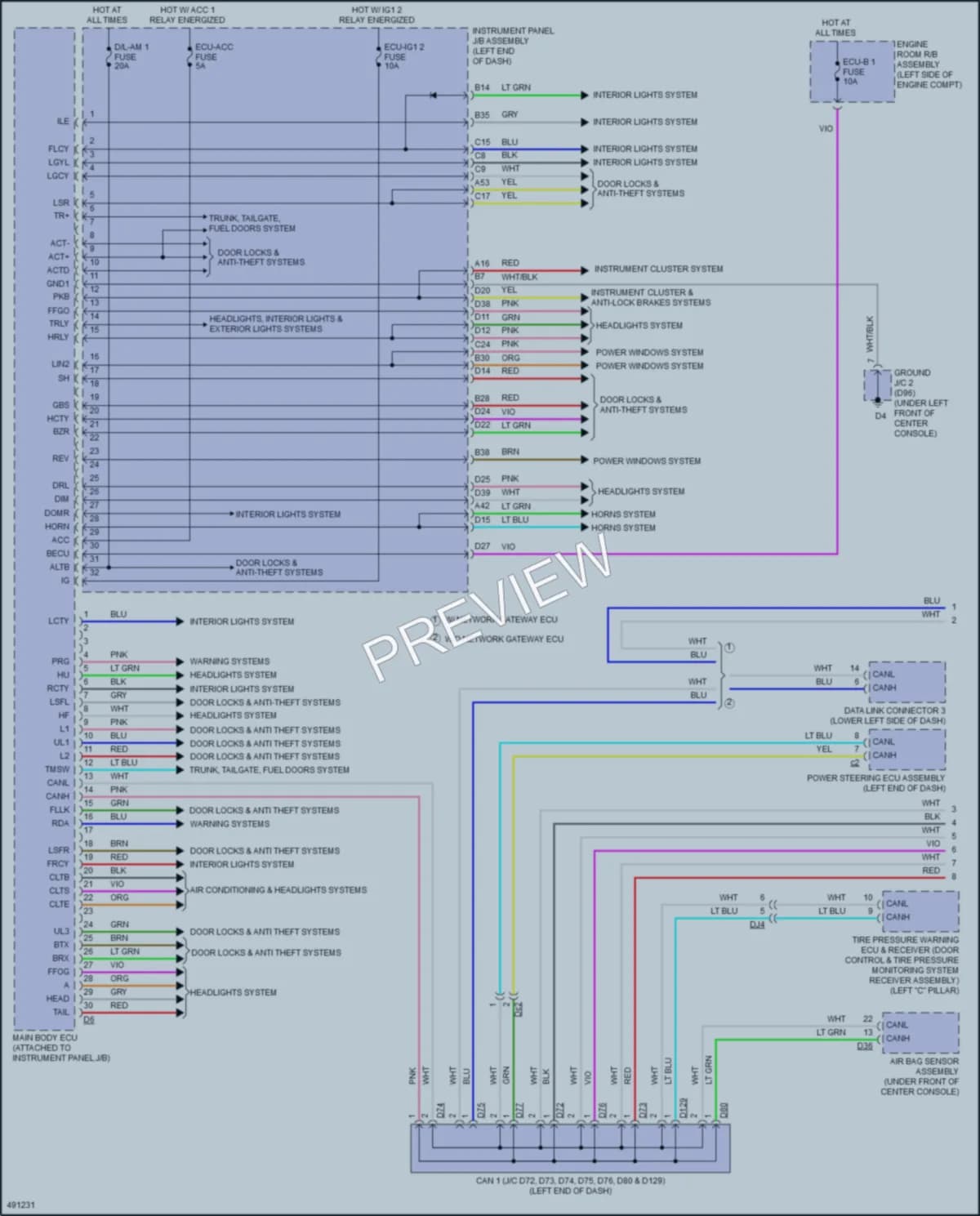 2018 Toyota Avalon Body Control Modules wiring diagram preview
