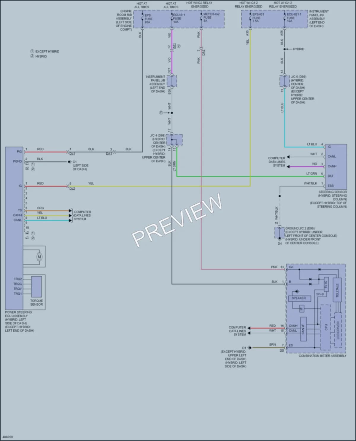 2018 Toyota Avalon Electronic Power Steering wiring diagram preview