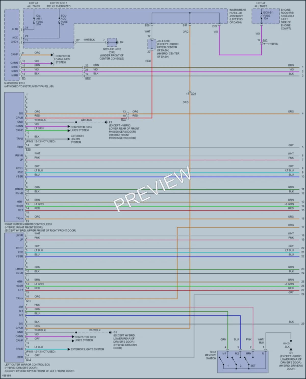 2018 Toyota Avalon Memory Systems wiring diagram preview