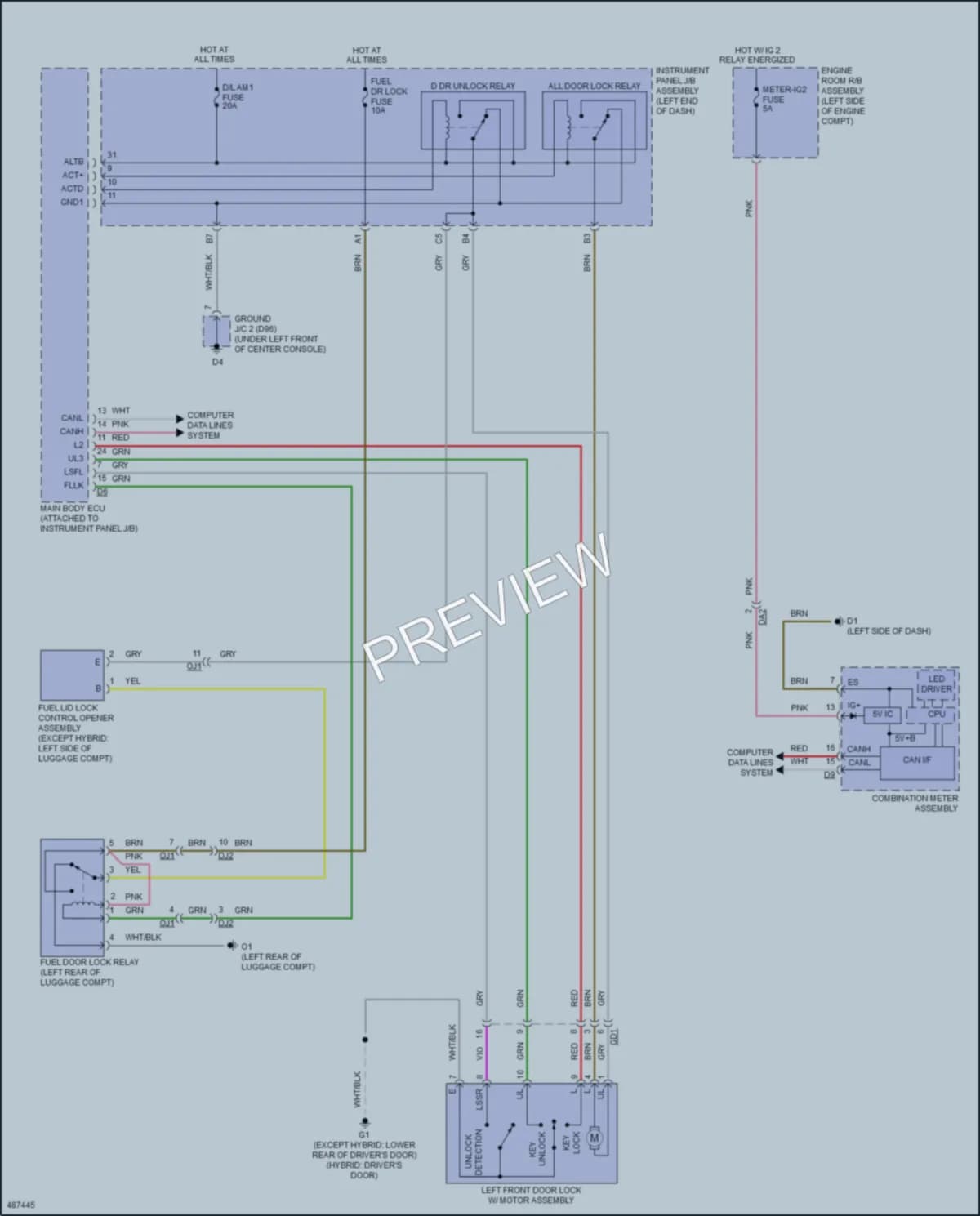 2018 Toyota Avalon Trunk Tailgate Fuel Door wiring diagram preview