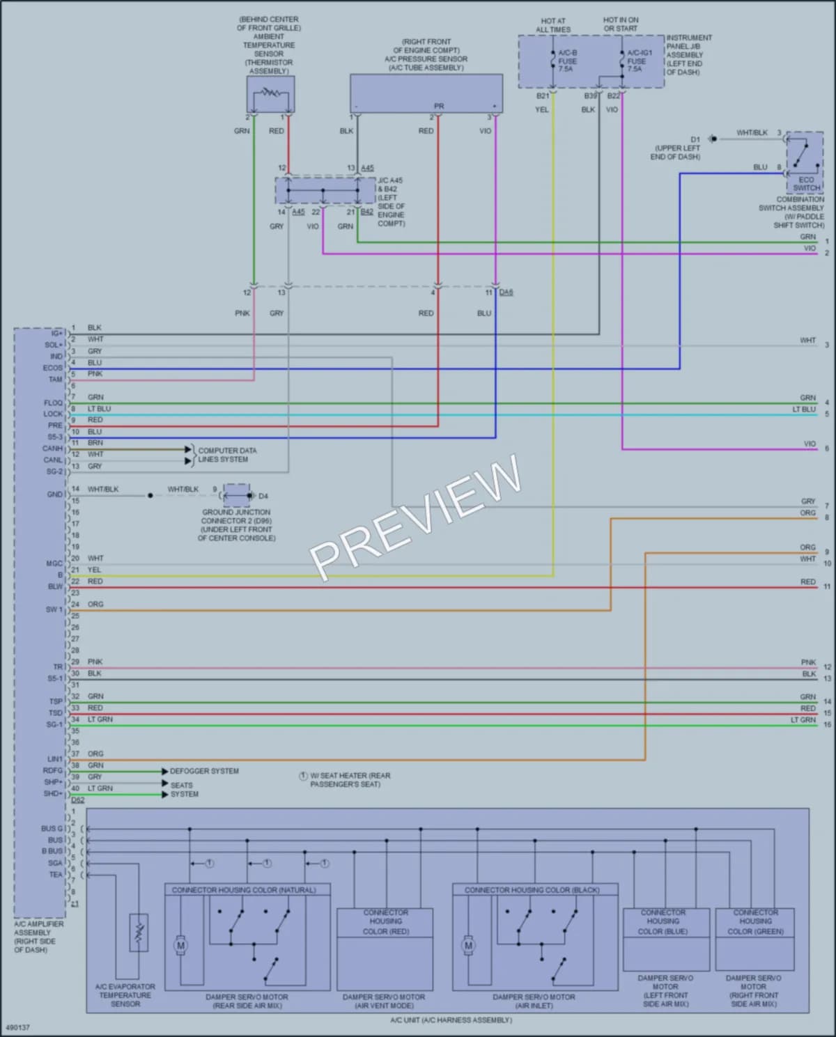 2018 Toyota AvalonHybrid Air Conditioning wiring diagram preview