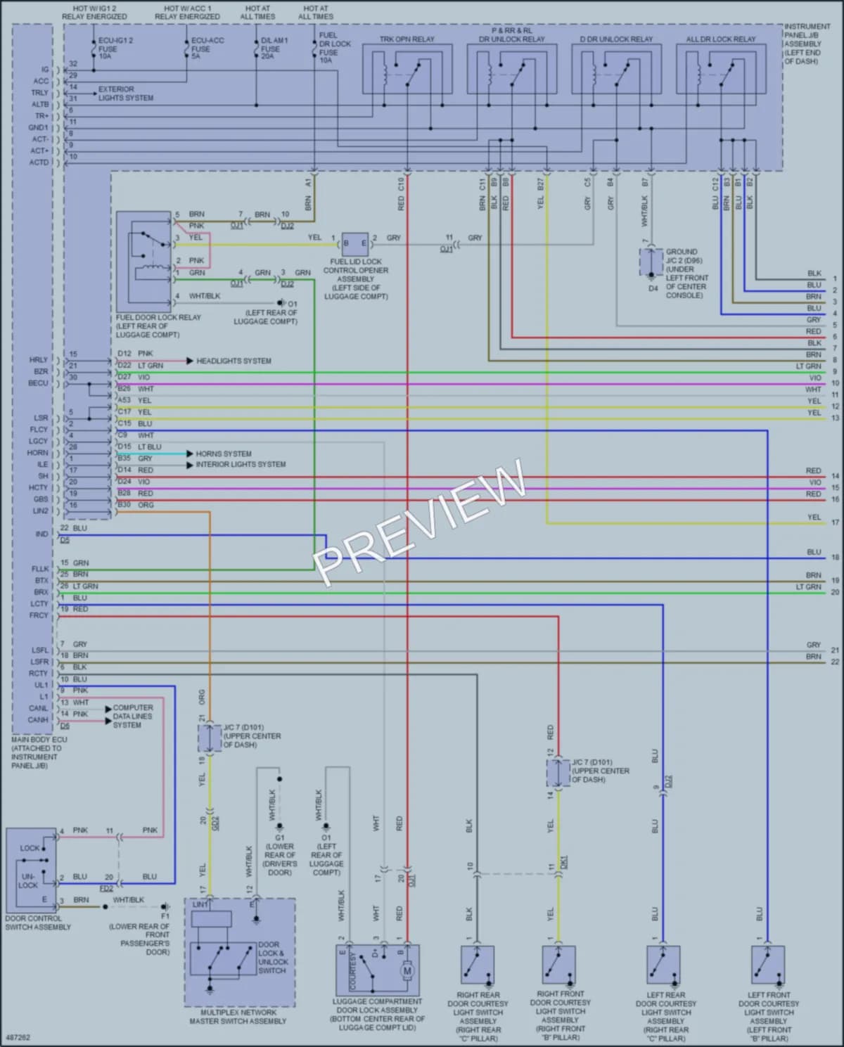 2018 Toyota AvalonHybrid Power Door Locks wiring diagram preview