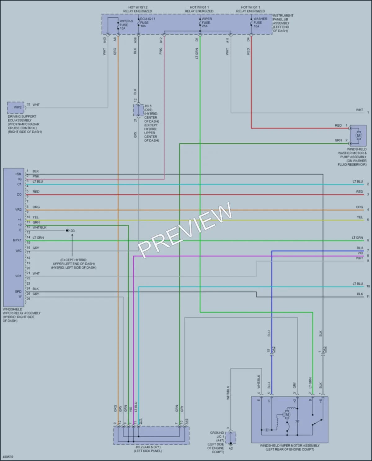 2018 Toyota AvalonHybrid Wiper Washer wiring diagram preview