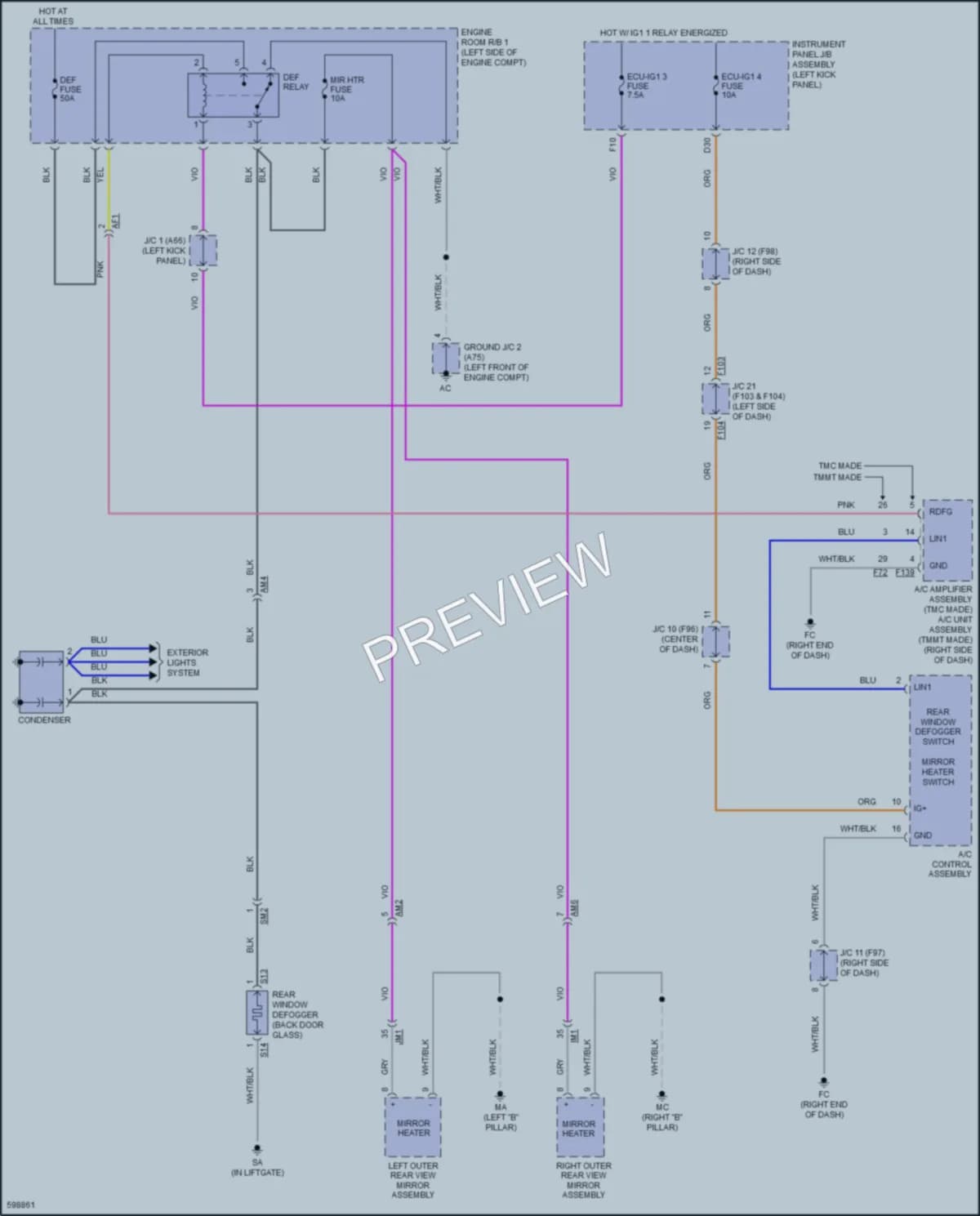 2018 Toyota CHR Defoggers wiring diagram preview