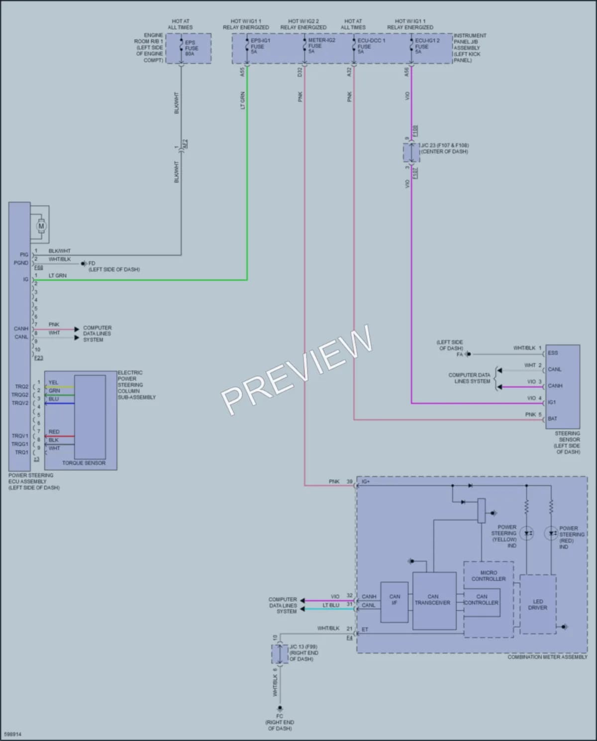 2018 Toyota CHR Electronic Power Steering wiring diagram preview