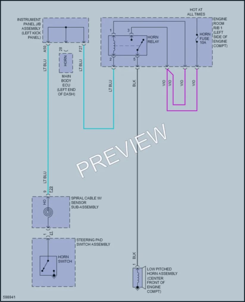 2018 Toyota CHR Horn wiring diagram preview