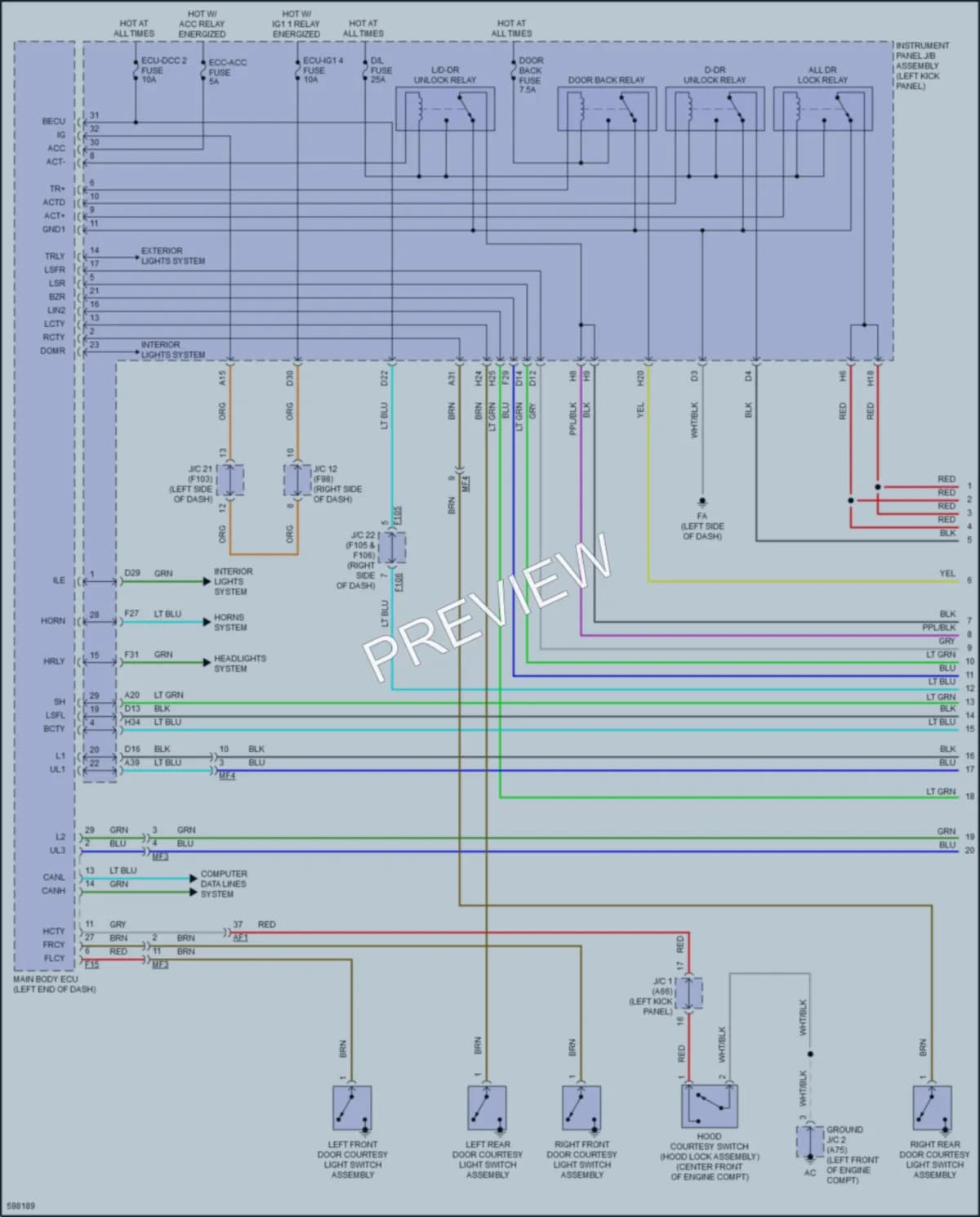 2018 Toyota CHR Power Door Locks wiring diagram preview