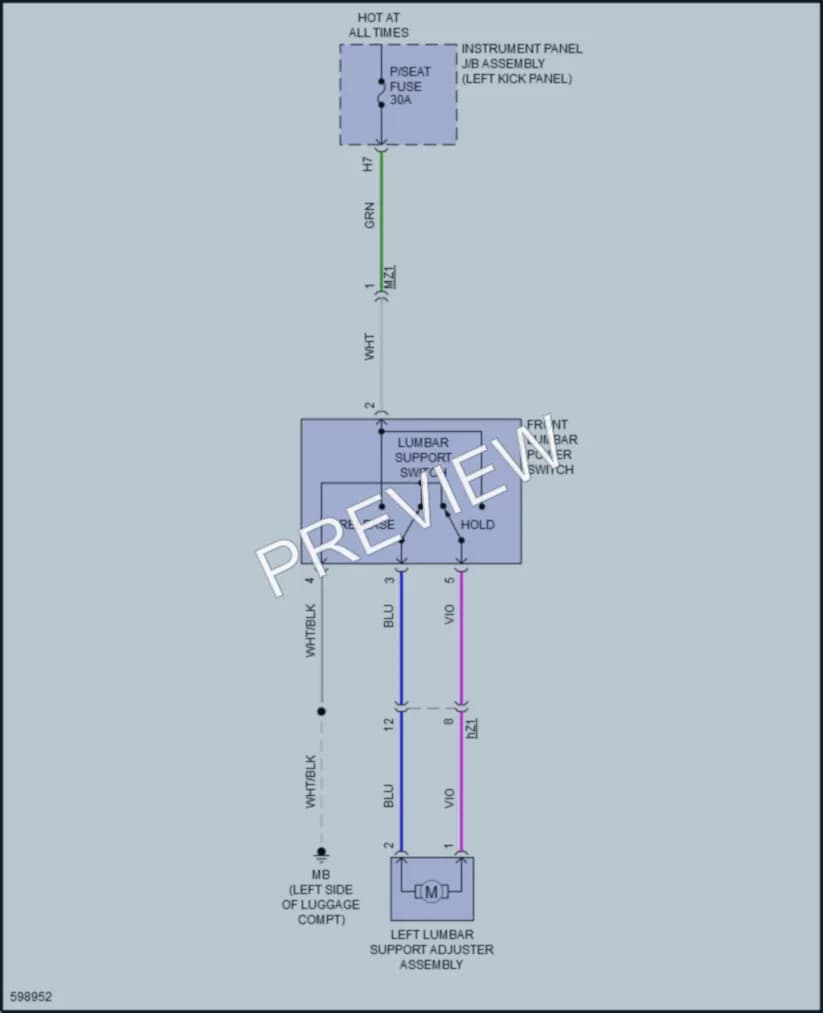 2018 Toyota CHR Power Seats wiring diagram preview