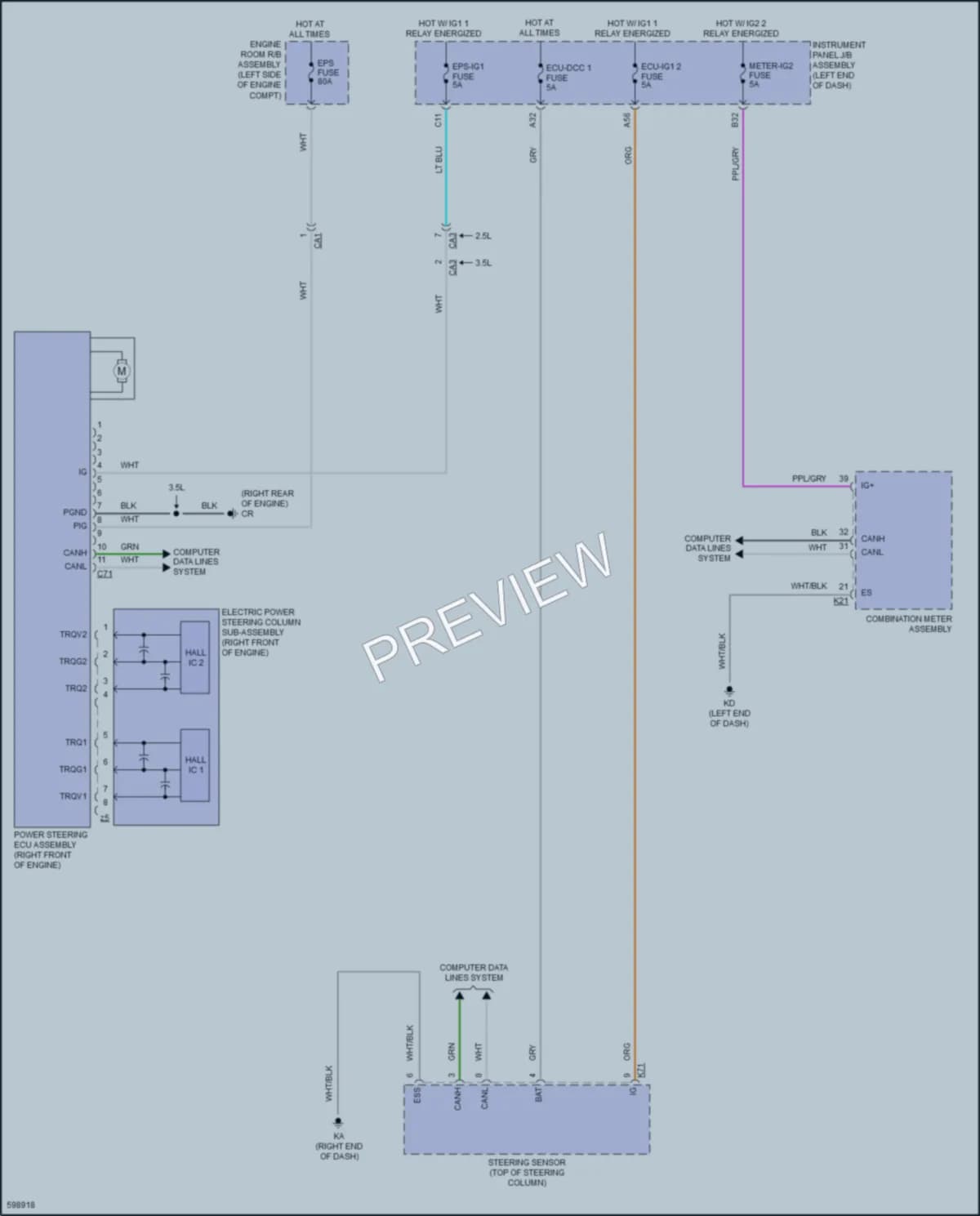 2018 Toyota Camry Electronic Power Steering wiring diagram preview