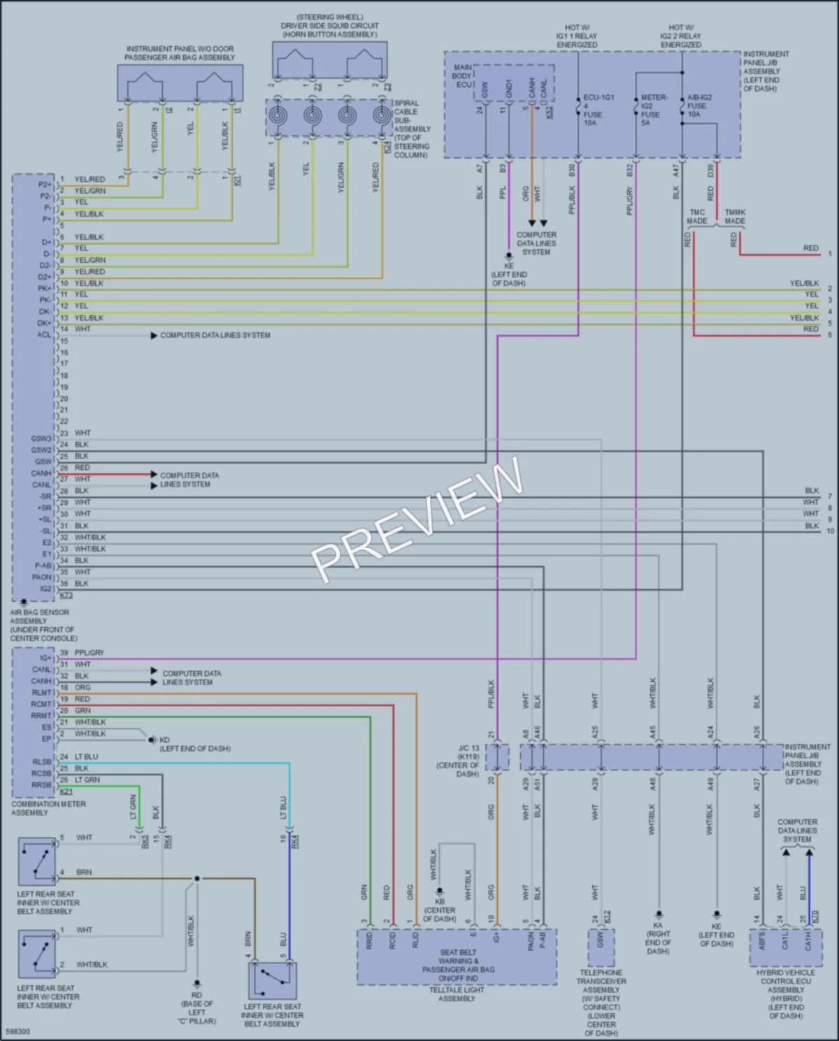 2018 Toyota Camry Supplemental Restraints wiring diagram preview