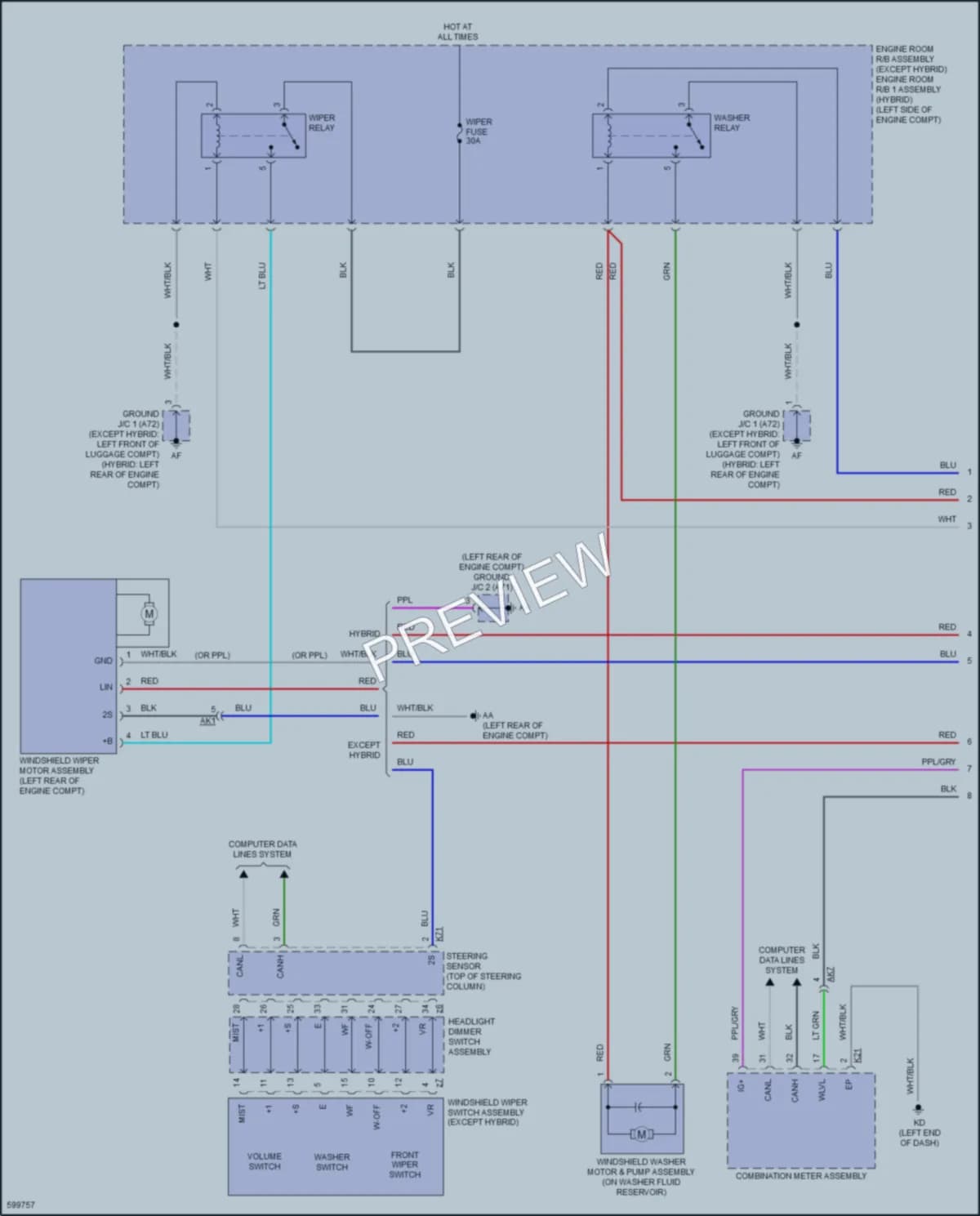 2018 Toyota Camry Wiper Washer wiring diagram preview